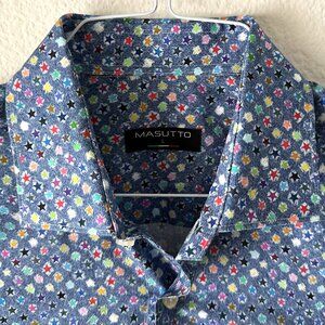 Masutto - Long Sleeve Dress Button Up Shirt - Size L